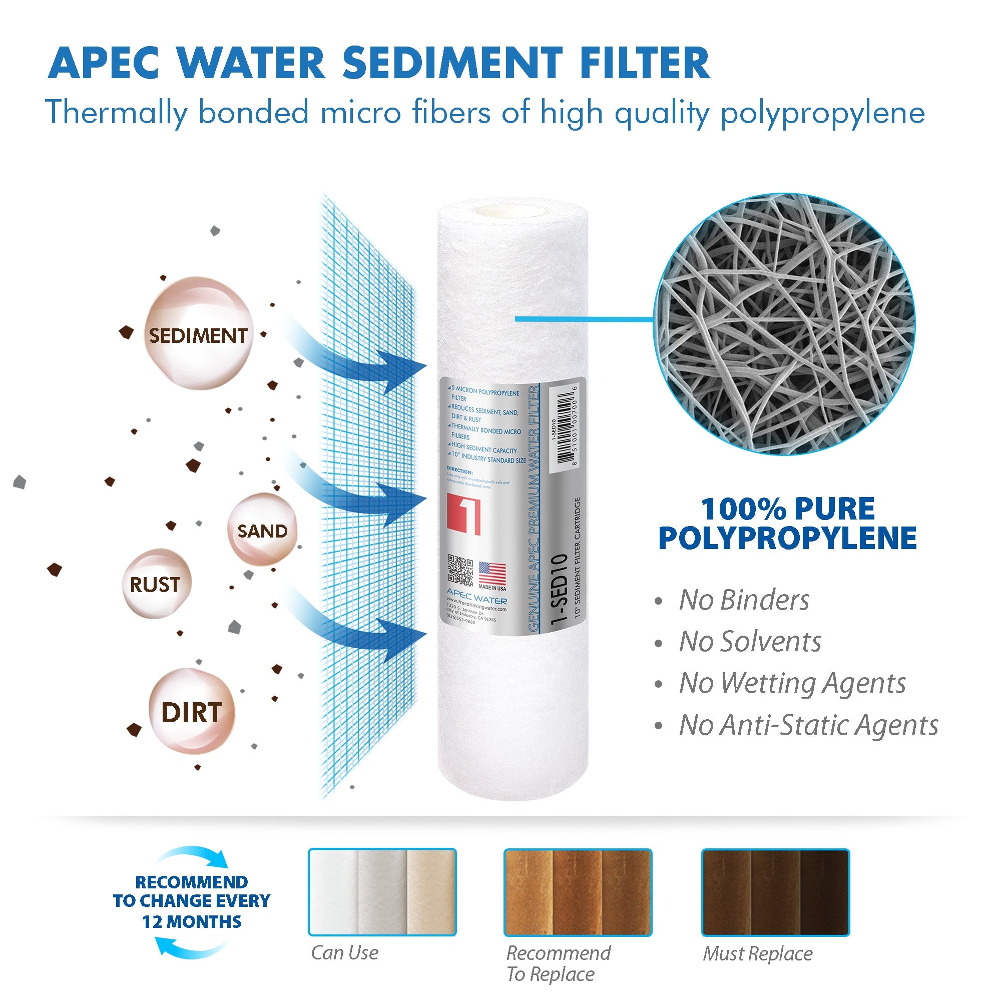 APEC RO Replacement Filters Complete Filter Set for ULTIMATE RO-45 and RO-PUMP Models - With 3/8" Quick Dispense Upgrade (Stages 1-5)