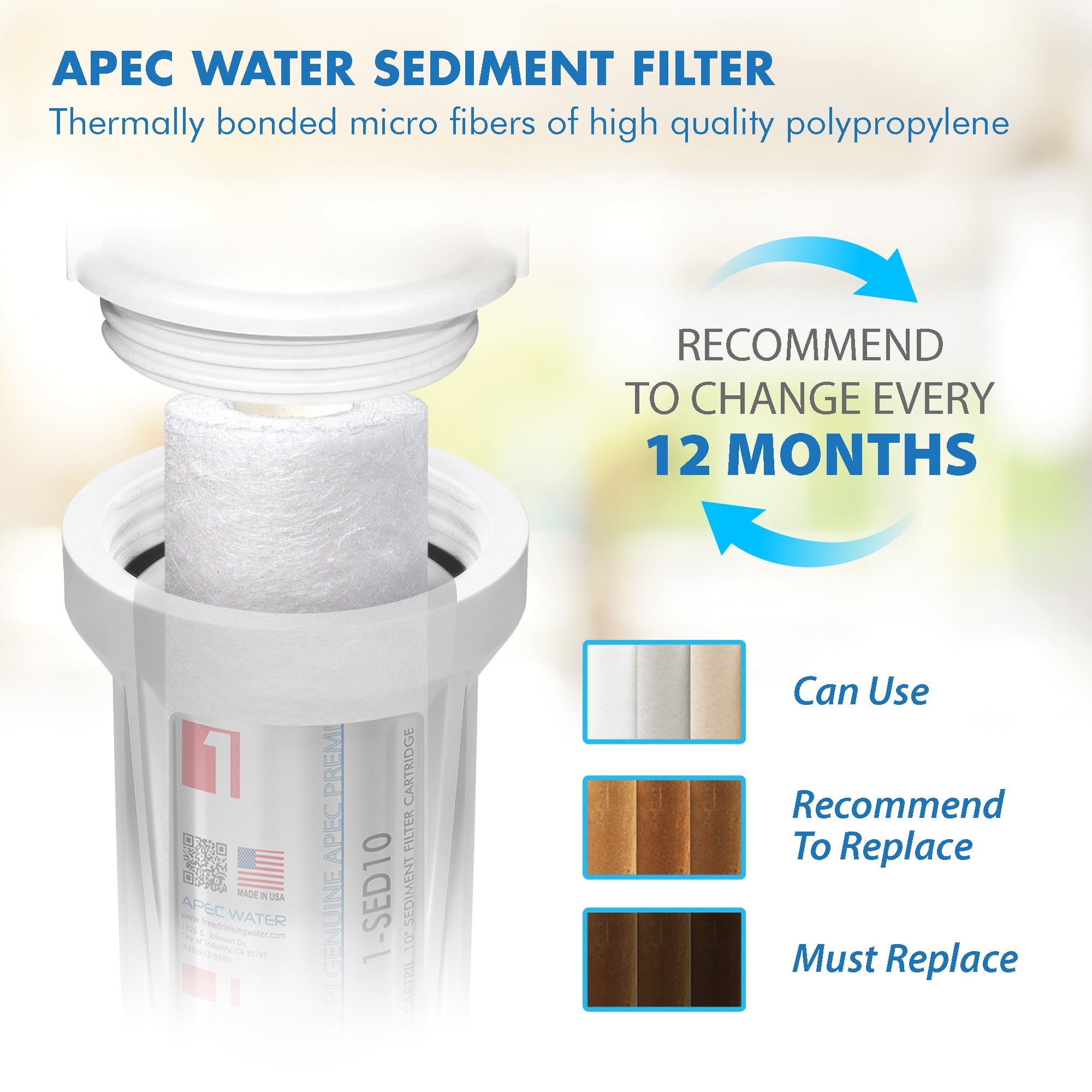 APEC  ULTIMATE Sediment Pre-filter 10 Inch, 5 Micron