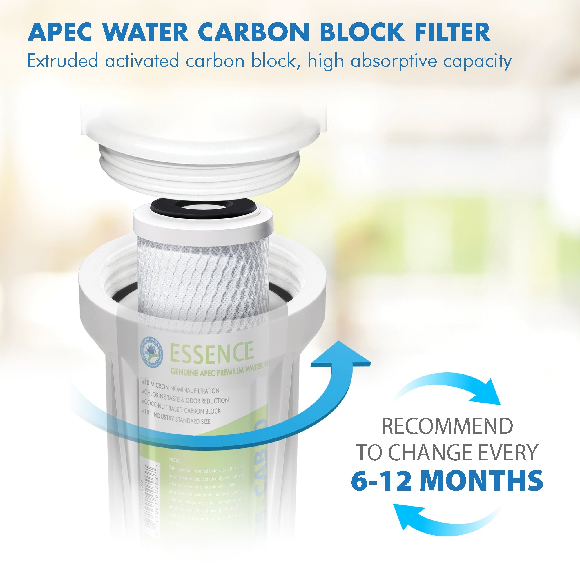 APEC ESSENCE 10 Inch Carbon Block Filter, 10 Micron