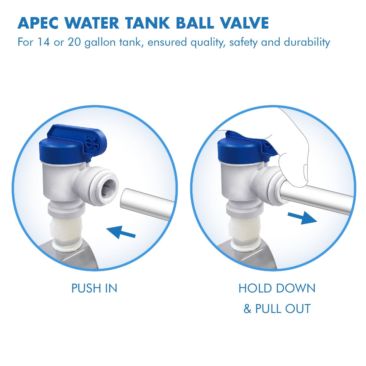 Tank Ball Valve-3/4" NPTF, 3/8" Output (for 14 or 20 gallon tank)