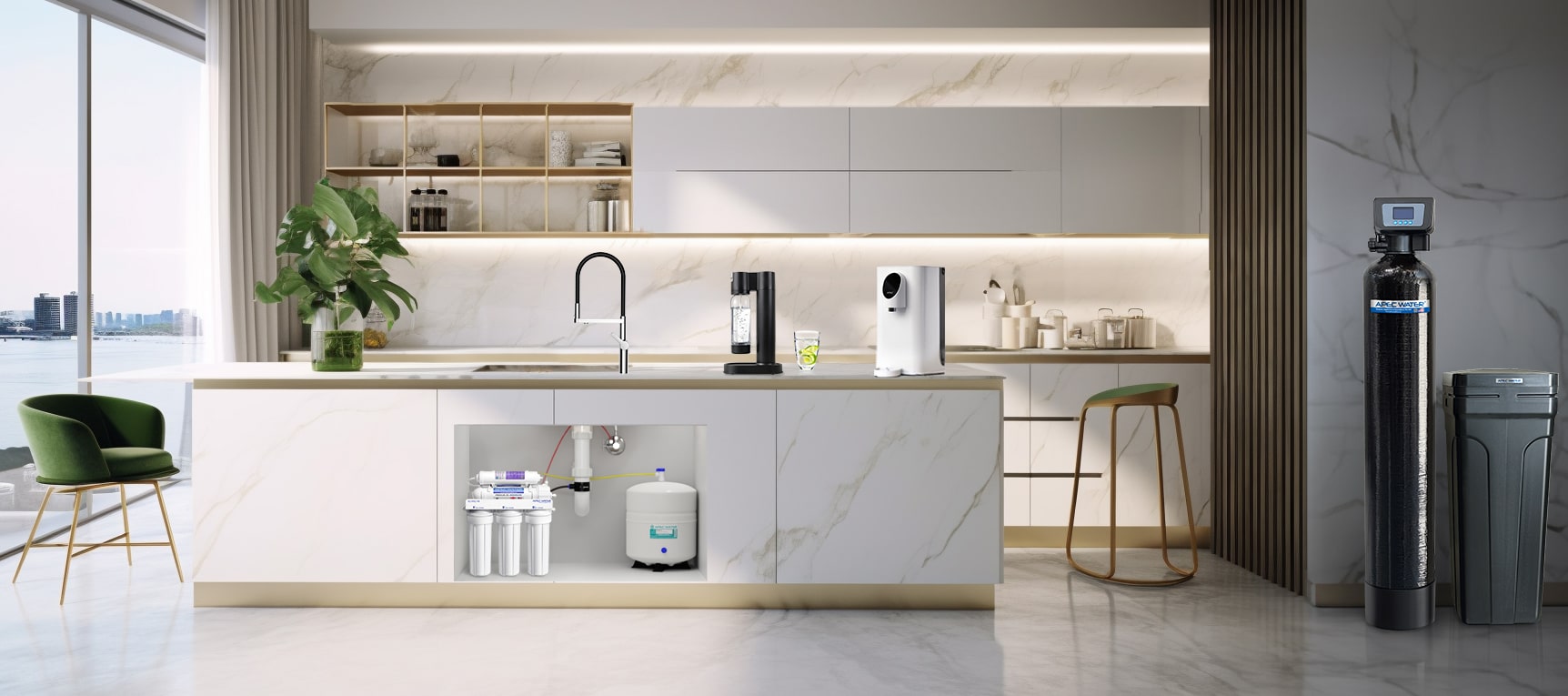 APEC Water homepage hotspot kitchen view