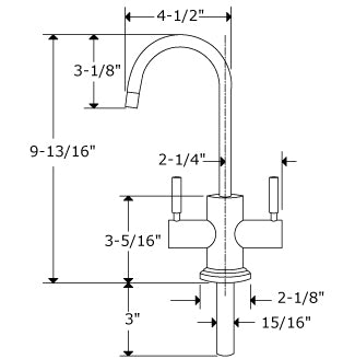Westbrook Hot & Cold Faucet Dimension.