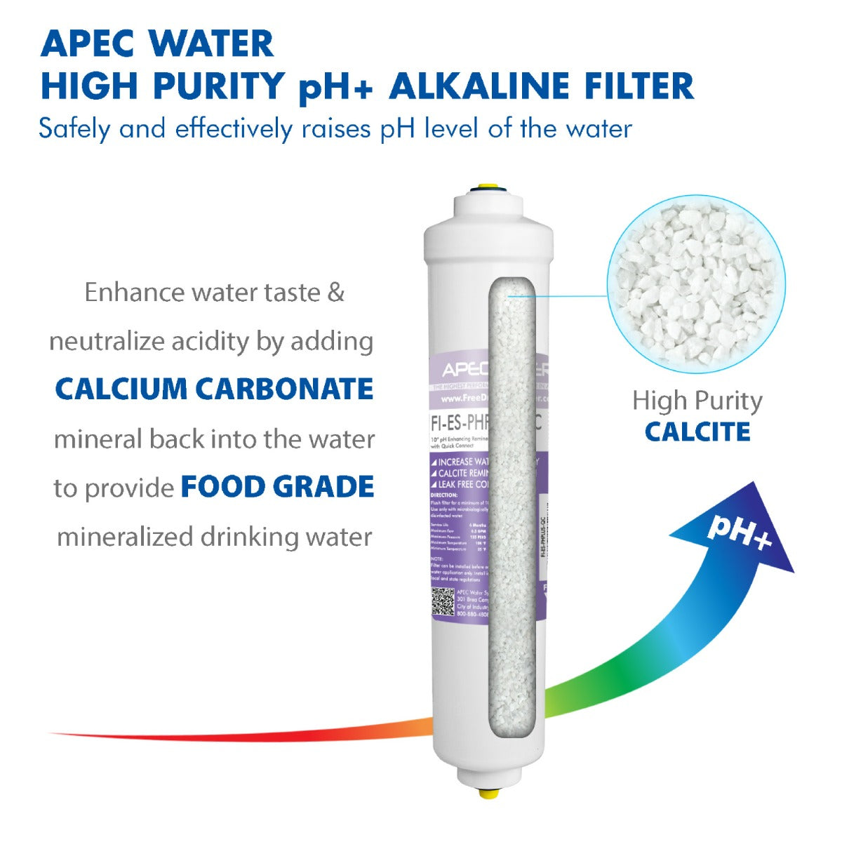 APEC 10 Inch Essence High Purity pHPlus Calcium Carbonate Re-mineralization Inline Filters
