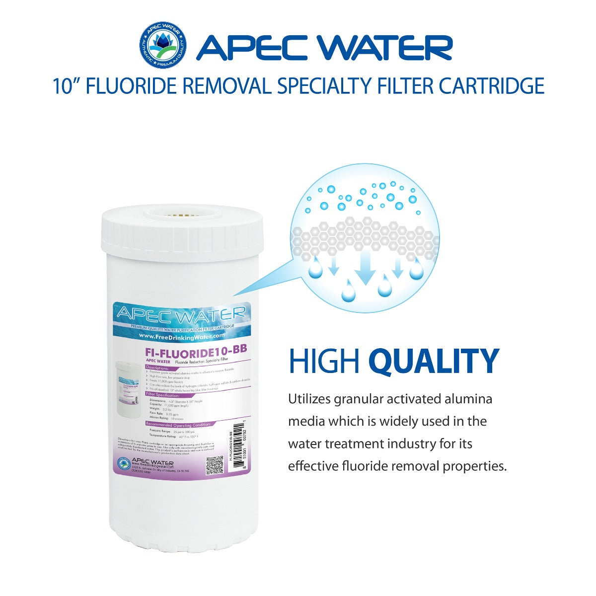 Fluoride Reduction Specialty Filter 4.5" x 10 Inch