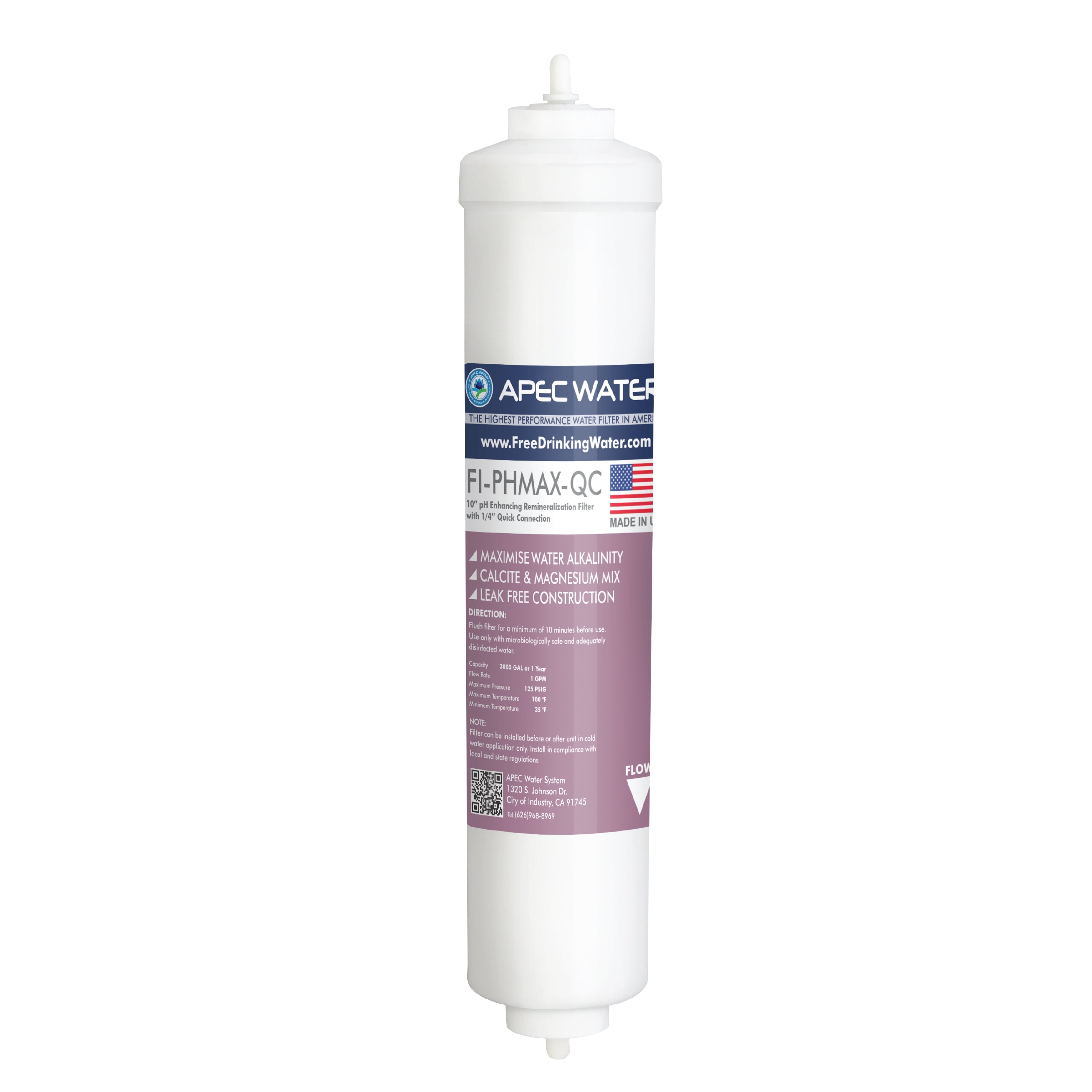 APEC Calcite & Magnesium Water Neutralizer Filter, 2" X 10 Inch (1/4" Quick Connect)