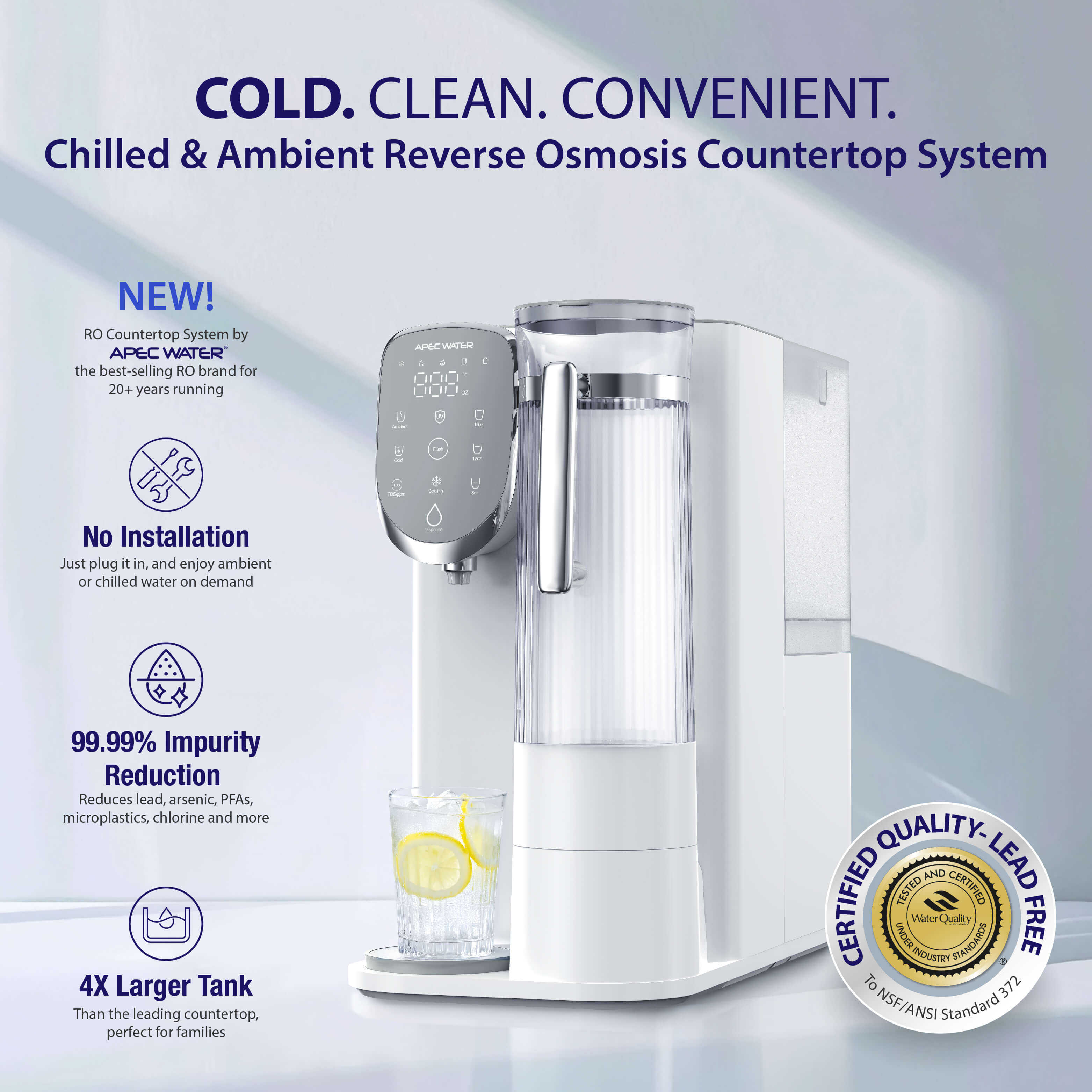 ROCT-C1 -UV Countertop Reverse Osmosis System, Chilled Water with Removable Water Pitcher