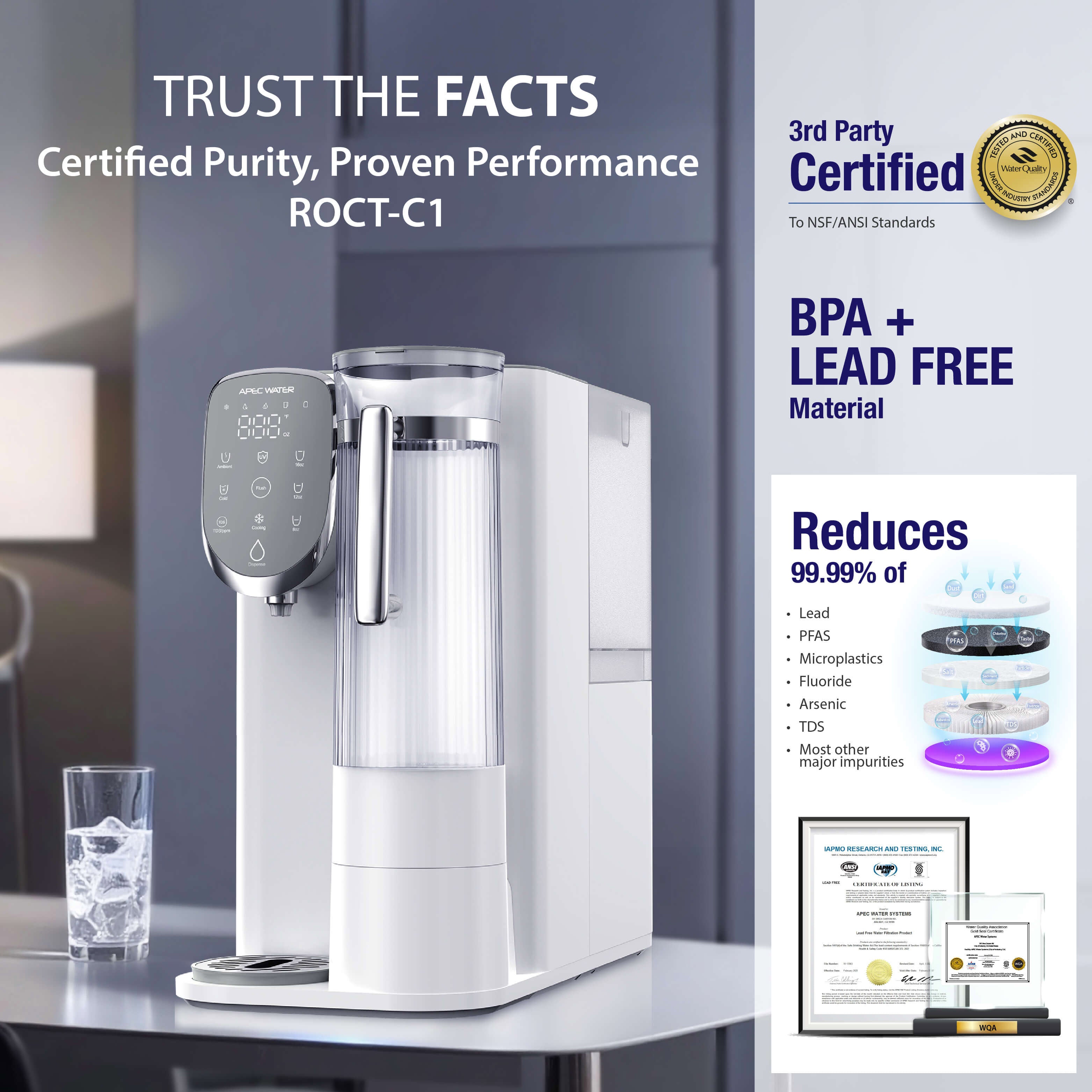 ROCT-C1 -UV Countertop Reverse Osmosis System, Chilled Water with Removable Water Pitcher