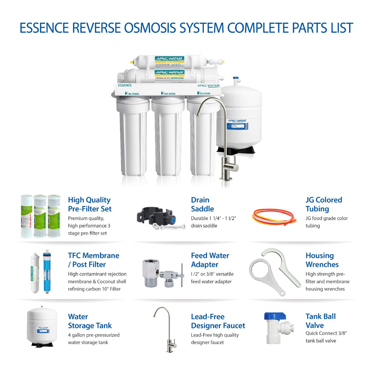 ROES-100 - Essence 5-stage 100 GPD Reverse Osmosis Water Systems for Drinking Water